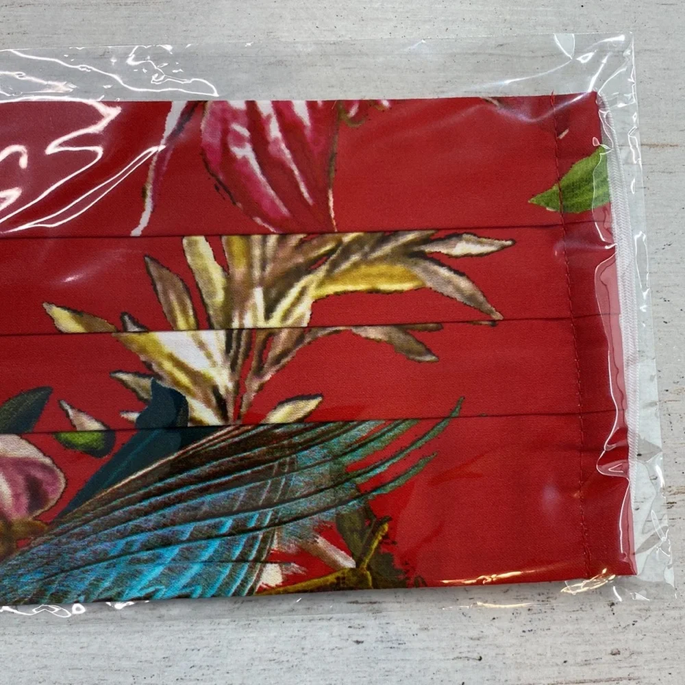 Johnny Was Red Print Cotton Sateen Face Mask